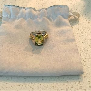 Green Amethyst Ring in silver and 18K yellow gold